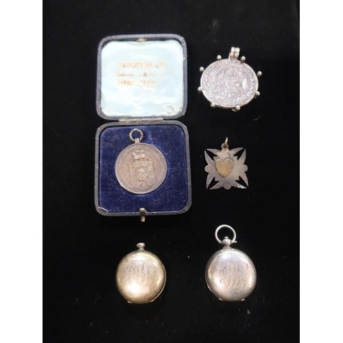 49 - Hallmarked Sterling silver coin brooch, two Hallmarked Sterling silver sovereign cases gross 2.25ozt... 