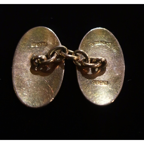 58 - Pair of Hallmarked 9ct rose gold cufflinks stamped 375 Newcastle, 1923 three hallmarked collar studs... 