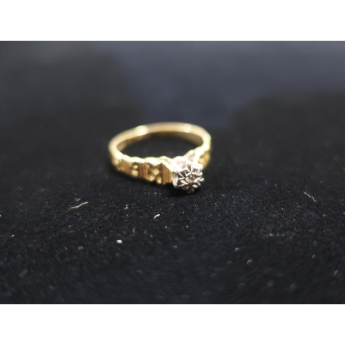 4 - Hallmarked 18ct gold diamond solitaire ring stamped Sheffield 750 1975 Size K 1/2 gross 2.7g