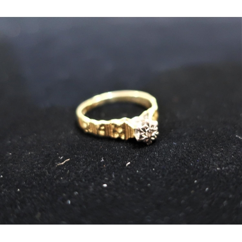 4 - Hallmarked 18ct gold diamond solitaire ring stamped Sheffield 750 1975 Size K 1/2 gross 2.7g