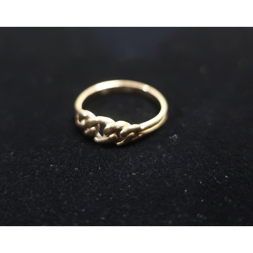 32 - Hallmarked 9ct gold ring with chain detail Size N 1.7g and a hallmarked 9ct gold half hoop eternity ... 