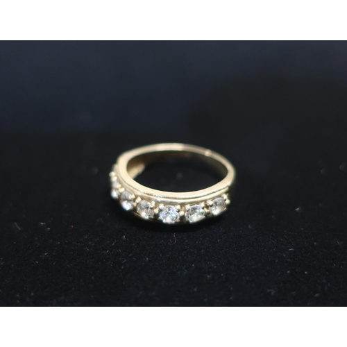 32 - Hallmarked 9ct gold ring with chain detail Size N 1.7g and a hallmarked 9ct gold half hoop eternity ... 