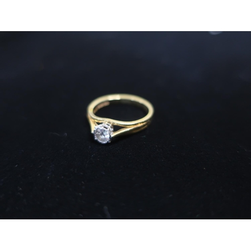 1 - Hallmarked 18ct gold diamond solitaire ring stamped Birmingham,  Size N gross 4g