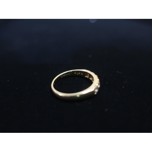 7 - Hallmarked 18ct gold half hoop diamond eternity ring Size N 1/2 gross 3.9g