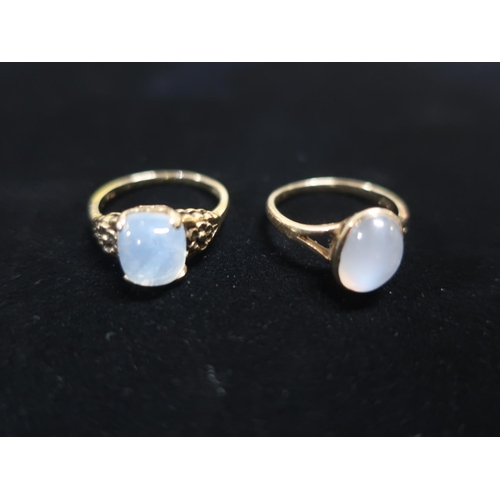 13 - Hallmarked 9ct gold quartz ring Size M and another hallmarked ring (marks rubbed) Size M
