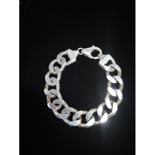 36 - Sterling silver curb chain bracelet stamped 925 XPB L22cm 3.37ozt