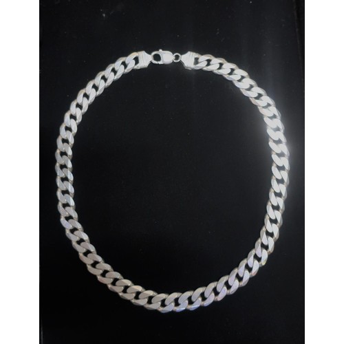 35 - Sterling silver curb chain necklace stamped 925 Italy  L51cm 4.02ozt