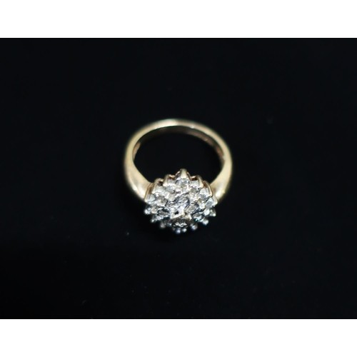 5 - Hallmarked 9ct gold and diamond cluster ring stamped 375 Birmingham 1994 Size I 1/2 gross 2.9g