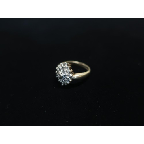 5 - Hallmarked 9ct gold and diamond cluster ring stamped 375 Birmingham 1994 Size I 1/2 gross 2.9g