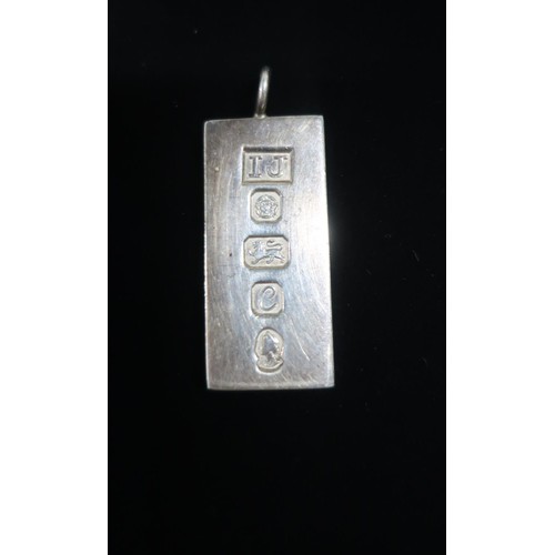60 - Hallmarked Sterling silver ingot pendant stamped Sheffield, 1977 a sterling silver brooch stamped Bi... 