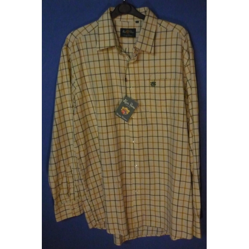 46 - Alan Paine Ilkley gents long sleeved cotton shirt, colour four check olive, size XL