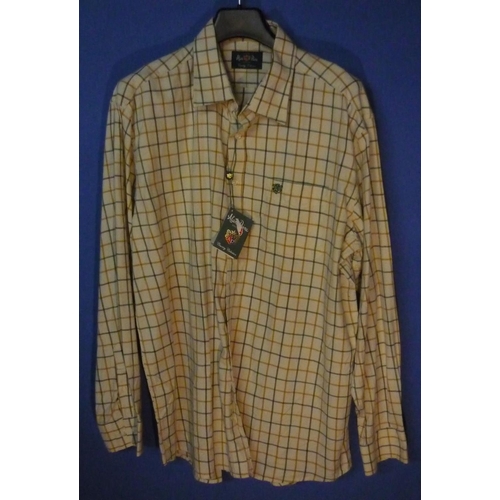 47 - Alan Paine Ilkley gents long sleeved cotton shirt, colour four check olive, size XXL