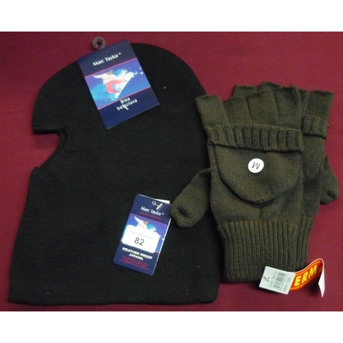 82 - Mark Taylor bike balaclava and a set of woolen shooter mittens size M