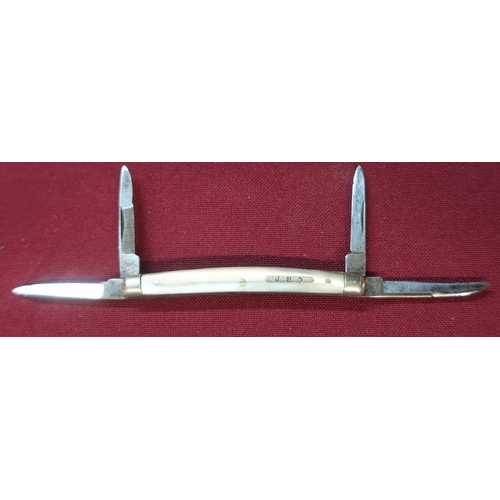 119 - Quil knife with mother of pearl handle, with inscription of handle CBP