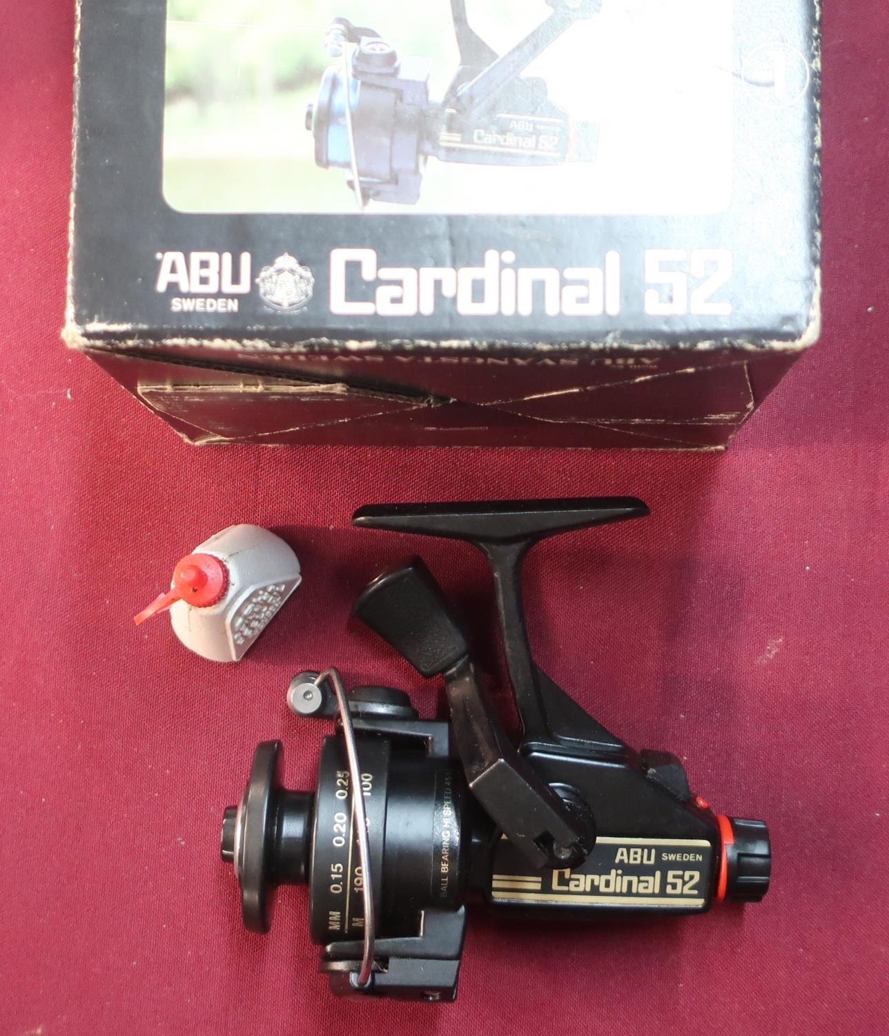 Boxed Abu cardinal 52 spinning reel in very good condition with oil