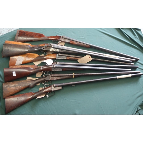 765 - RFD ONLY: Eight 12B side by side shotguns all with various faults including: fore ends missing, ejec... 