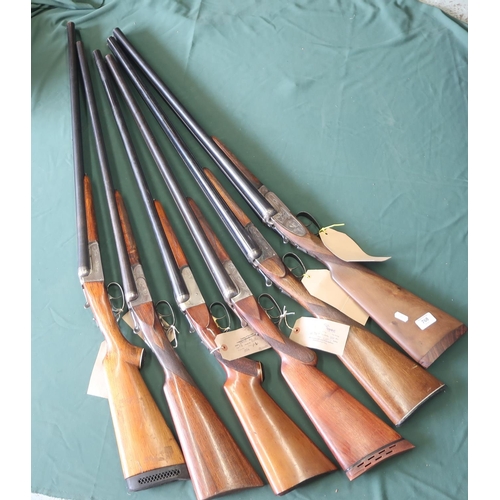 768 - Six 12B side by side shotguns including: Ebore side lock no.14755, Ligu no.56314, Ebore no.J722777, ... 