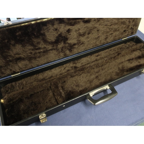 784 - Faux leather black gun case with fur lined three compartment inner L79cm D21cm