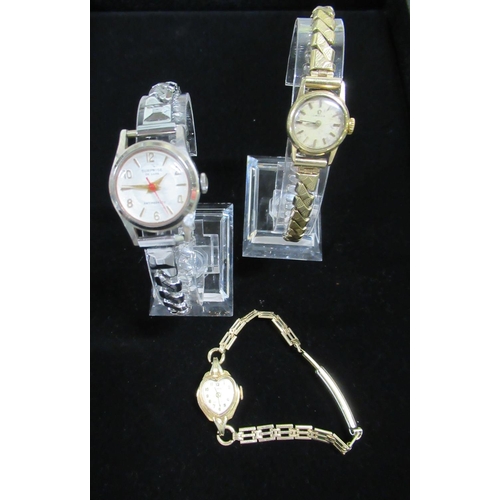 89 - Ladies Omega wristwatch, Ladies Oris wristwatch with heart shaped dial, Ladies Surprise De Luse Wris... 