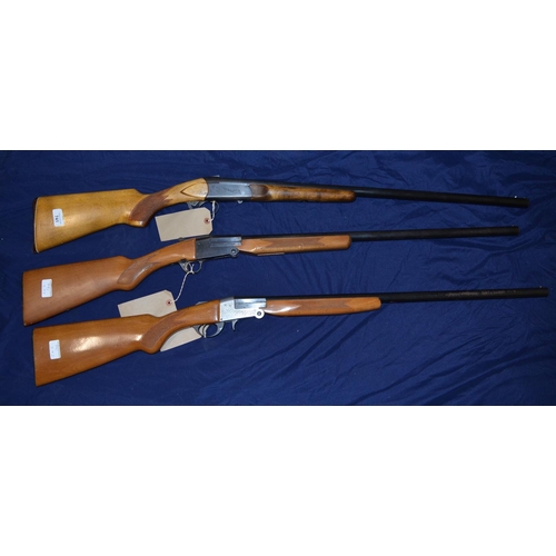 741 - Three 12B single barrel shotguns, including Baikal serial no. T2683D, Accioio folding action serial ... 