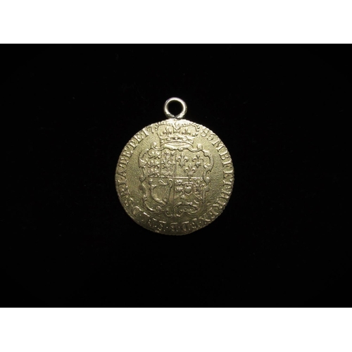 502 - Geo. III gold guinea dated 1785 (with soldered pendant mount) 8.4g