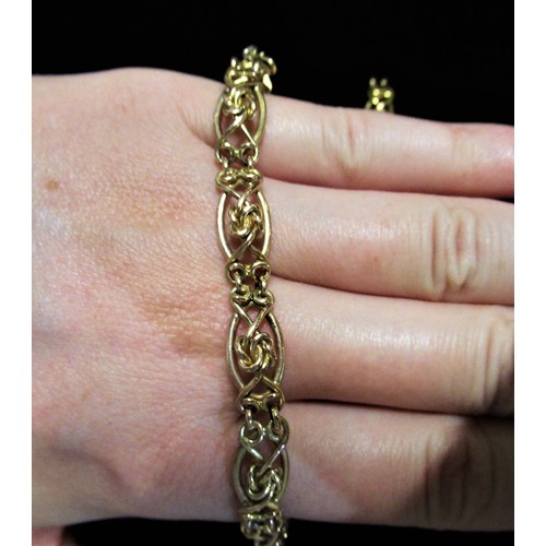 504 - Early 20th century 9ct gold fancy link bracelet, stamped 9C 15.5g