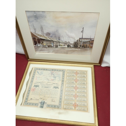 416 - John Chadwick (British 20th C) Railway Dockyard scene, watercolour, signed in pencil, 37cm x 28cm, M... 