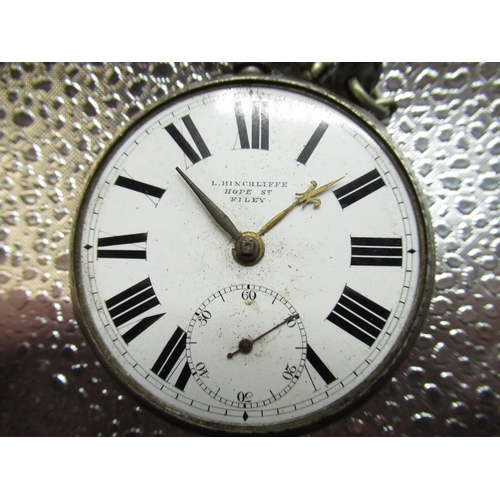 90 - L.Hinchliffe, Filey silver key wound open faced pocket watch, gilt full plate fusee lever movement s... 