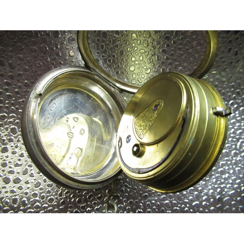 90 - L.Hinchliffe, Filey silver key wound open faced pocket watch, gilt full plate fusee lever movement s... 