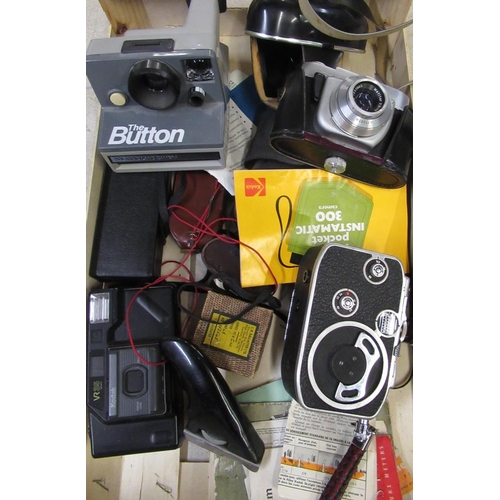 104 - Polaroid button camera, Kodak VR35 camera, Beirette 35mm camera, Bolex cine camera and various acces... 