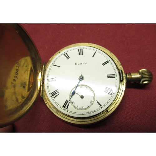 115 - Elgin rolled gold Hunter pocket watch, Ogival 1950's mechanical wristwatch, and eleven Red Herring a... 