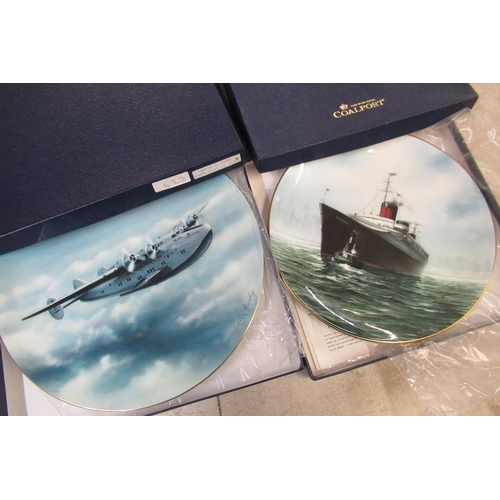 134 - Set of sixteen Coalport boxed limited edition collectors plates, RAF related, Ocean liners (11) and ... 