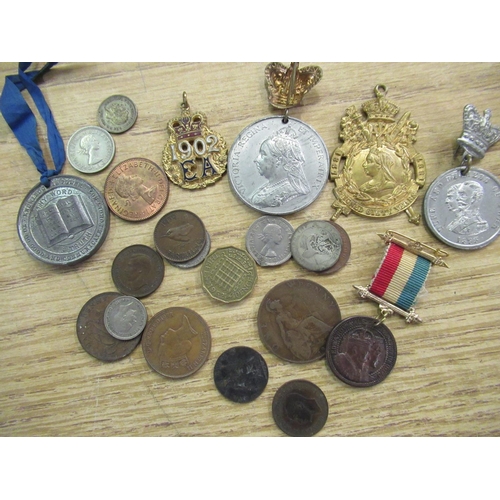 158 - Selection of various commemorative medals incl. a 1902 King Edward gilt and enamelled medallion, com... 