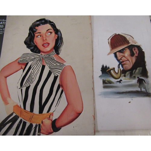 491 - Artists folio containing comic book illustrations, advertising illustrations all hand drawn by John ... 