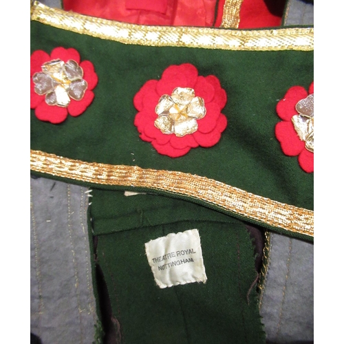 705 - WAYNE SLEEP COLLECTION - Pair of green cotton lederhosen with gilt braiding and a matching jacket bo... 