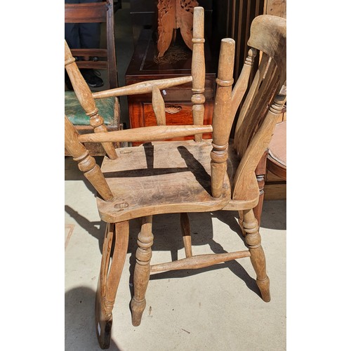 269 - C19th country made rocking chair with drop in seat and side drawer on square supports with rockers, ... 