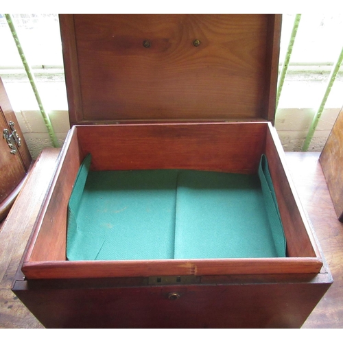 294 - Victorian mahogany rectangular jewellery box, hinged lid with swan necked brass handle, lift out int... 