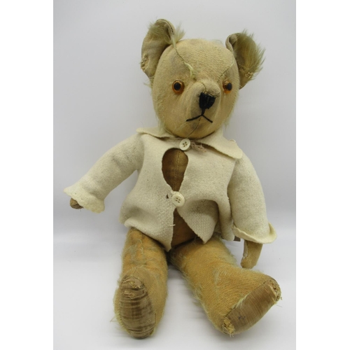 54 - Circa 1950's Pedigree teddy bear in golden mohair, with original features, glass eyes, jointed arms ... 