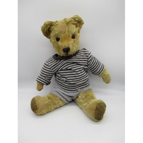 57 - Collection of British teddy bears: c. 1940's Chiltern teddy bear with glass eyes, jointed arms and l... 