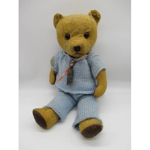 57 - Collection of British teddy bears: c. 1940's Chiltern teddy bear with glass eyes, jointed arms and l... 