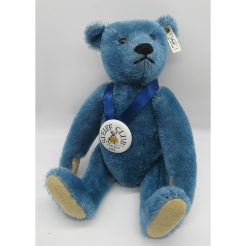 81 - Steiff Original Teddy Bear 1908 Replica in blue mohair with working growler mechanism and Steiff Clu... 