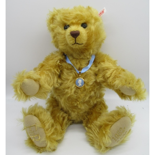 83 - Steiff Golden Jubilee Teddy Bear in golden mohair with monogram 'EII R' embroidered on right foot an... 