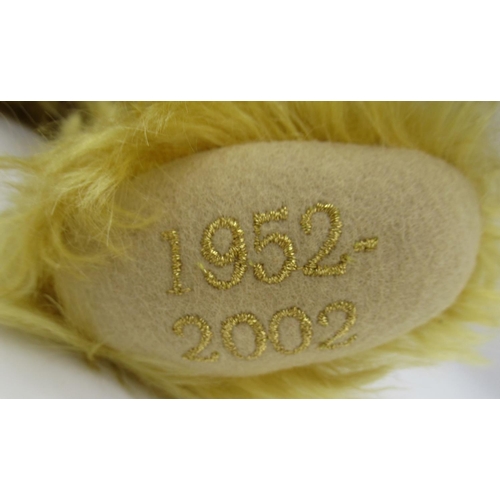 83 - Steiff Golden Jubilee Teddy Bear in golden mohair with monogram 'EII R' embroidered on right foot an... 