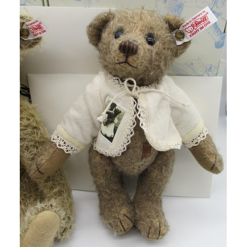 84 - Steiff Millie teddy bear in golden brown mohair with pink velvet ruffle, Limited Edition no. 339/150... 