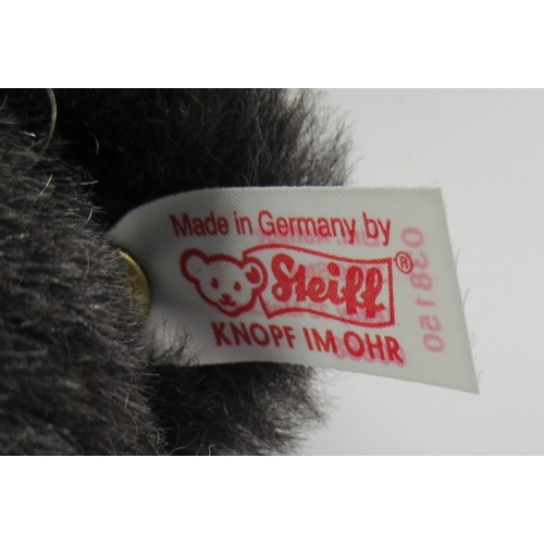 89 - Steiff Teddy Bear in black mohair with red collar and working growler mechanism, Limited Edition no.... 