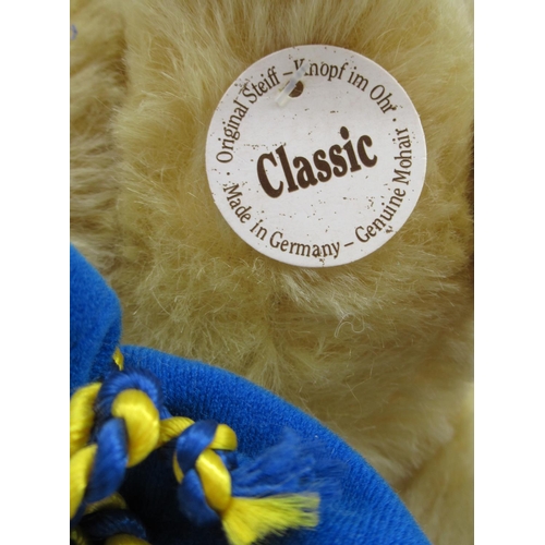 94 - Steiff 1998 Euro Bear in blonde mohair with blue velvet bag and blue foot pads with gold Euro symbol... 