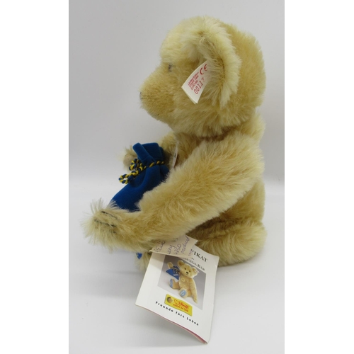 94 - Steiff 1998 Euro Bear in blonde mohair with blue velvet bag and blue foot pads with gold Euro symbol... 