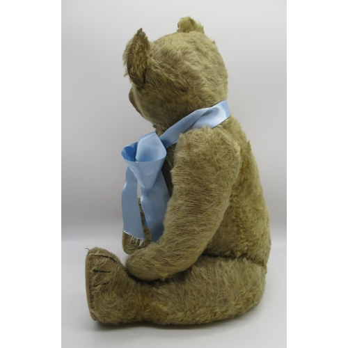 2 - W.J Jerry teddy bear in blonde mohair with clear glass eyes, jointed arms and legs, swivel head and ... 