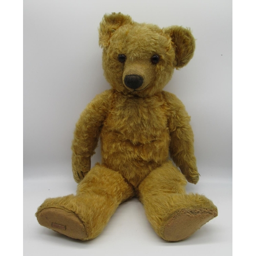 68 - Chad Valley c. 1930s teddy bear in golden mohair, with glass eyes, jointed arms and legs, swivel hea... 