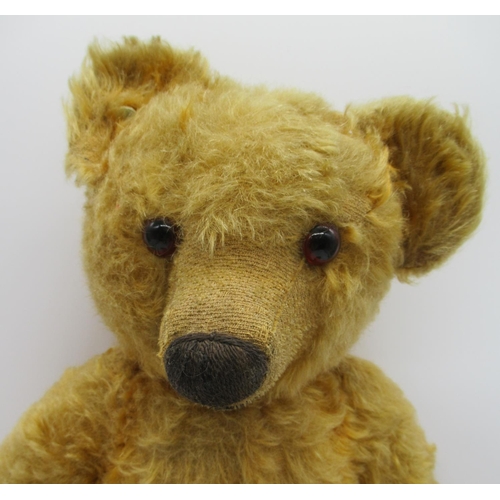 68 - Chad Valley c. 1930s teddy bear in golden mohair, with glass eyes, jointed arms and legs, swivel hea... 